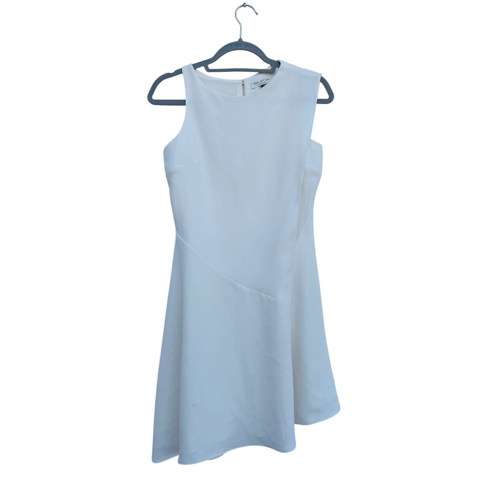 Halston Heritage Short White Dress, Sleeveless, A Symmetrical Hem, Sz 2
